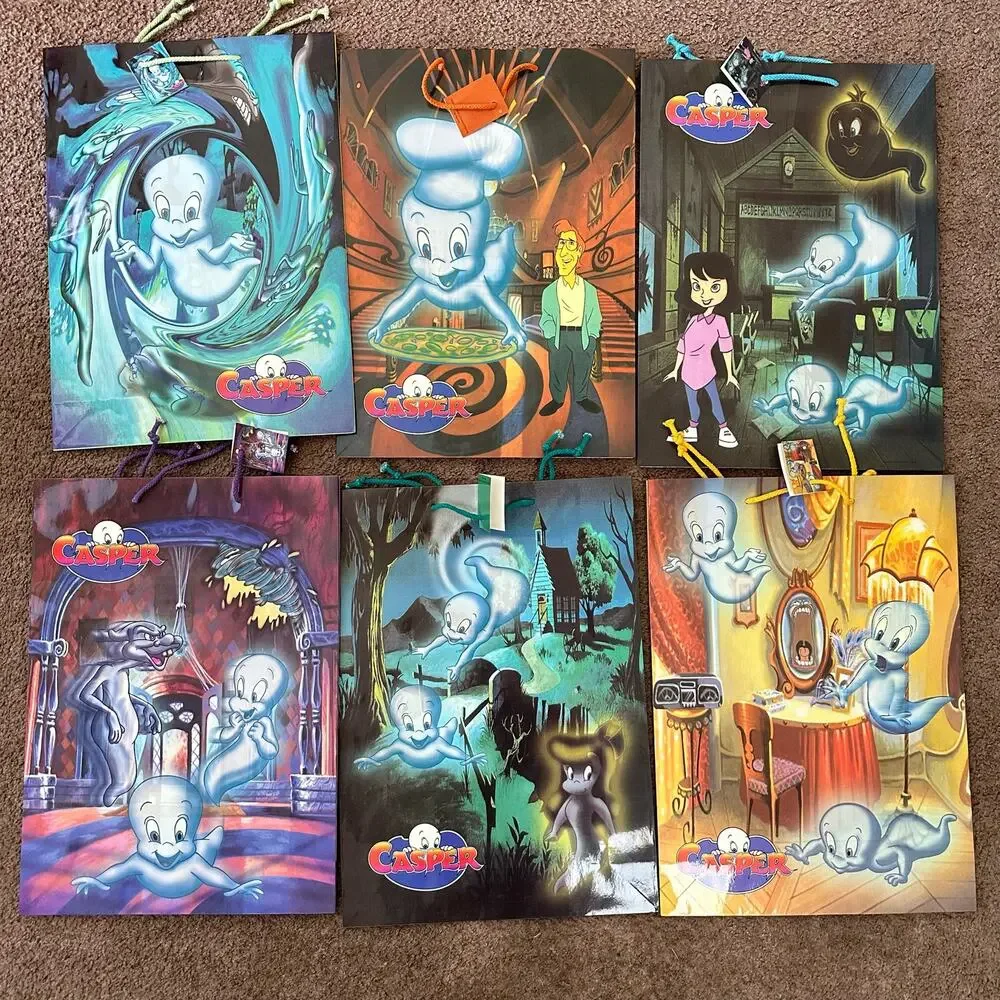 Vintage 1996 Casper The friendly ghost Gift bags set of 6 16x13 inches